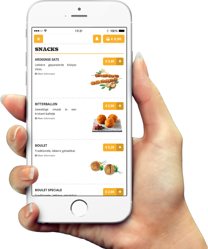 Voorbeeld van onze app op smartphone